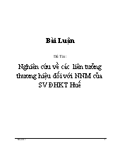 Nghiên cứu về các liên tưởng thương hiệu đối với nhãn hiệu thời trang ninomaxx của sinh viên đại học kinh tế Huế