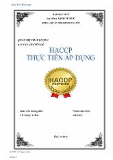 Quản trị chất lượng Haccp thực tiễn áp dụng