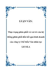 Thực trạng phân phối và vai trò của hệ thống phân phối đến kết quả kinh doanh của công ty chế biến ván nhân tạo Licola
