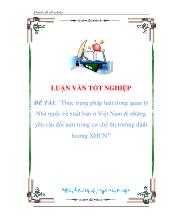 Thực trạng pháp luật trong quản lý Nhà nước về xuất bản ở Việt Nam và những yêu cầu đổi mới trong cơ chế thị trường định hướng xã hội chù nghĩa