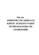 Tiểu luận Ảnh hưởng của chính sách kinh tế - Xã hội đối với môi trường hoạt động của doanh nghiệp