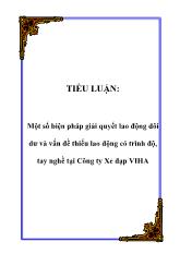 Tiểu luận Một số biện pháp giải quyết lao động dôi dư và vấn đề thiếu lao động có trình độ, tay nghề tại công ty xe đạp viha