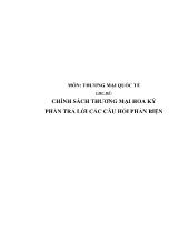 Chính sách thương mại Hoa Kỳ phần trả lời các câu hỏi phản biện