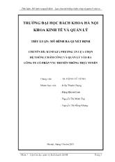 Đánh giá phương án lựa chọn hệ thống chấm công và quản lý vào ra công ty cổ phần VTC truyền thông trực tuyến
