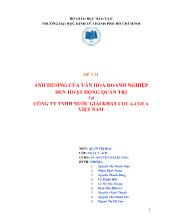 Đề tài Ảnh hưởng của văn hoá doanh nghiệp đến hoạt động quản trị tại công ty TNHH nước giải khát coca-Cola Việt Nam
