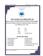 Đề tài Khủng hoảng nợ dưới chuẩn, bài học kinh nghiệm rút ra từ khủng hoảng cho hoạt động giám sát tài chính ở Việt Nam