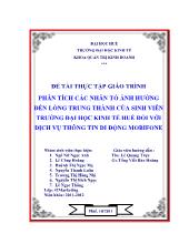 Đề tài Phân tích các nhân tố ảnh hưởng đến lòng trung thành của sinh viên trường đại học kinh tế huế đối với dịch vụ thông tin di động mobifone