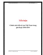 Tiểu luận Chính sách tiền tệ của Việt Nam trong giai đoạn 2010 - 2011