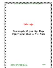 Tiểu luận Đầu tư quốc tế gián tiếp - Thực trạng và giải pháp tại Việt Nam