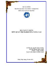 Bài tập cá nhân môn quản trị marketing nâng cao