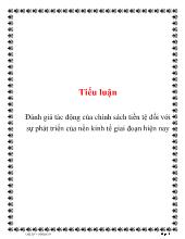 Tiểu luận Đánh giá tác động của chính sách tiền tệ đối với sự phát triển của nền kinh tế giai đoạn hiện nay