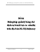 Đề tài Biện pháp quản lý hàng chờ dịch vụ bán lẻ tại các siêu thị trên địa bàn Hà Nội hiện nay
