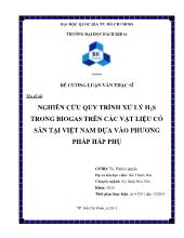 Đề tài Nghiên cứu quy trình xử lý H2S trong biogas trên các vật liệu có sẵn tại Việt Nam dựa vào phương pháp hấp phụ