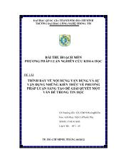 Đề tài Trình bày về nội dung vận dung và sự vận dụng những kiến thức về phương pháp luận sáng tạo để giải quyết một vấn đề trong tin học