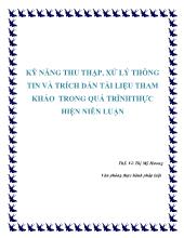 Kỹ năng thu thập, xử lý thông tin và trích dẫn tài liệu tham khảo trong quá trình thực hiện niên luận