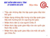 Đặc điểm văn hóa và tâm lý khách du lịch