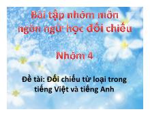 Đề tài Đối chiếu từ loại trong tiếng Việt và tiếng Anh