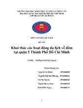 Đề tài Khai thác các hoạt động du lịch về đêm tại quận 5 Thành Phố Hồ Chí Minh