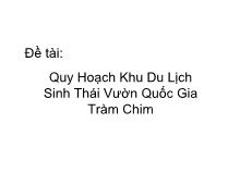 Đề tài Quy hoạch khu du lịch sinh thái vườn quốc gia Tràm Chim