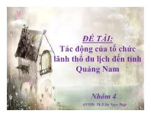 Đề tài Tác động của tổ chức lãnh thổ du lịch đến tỉnh Quảng Nam