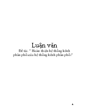 Hoàn thiện hệ thống kênh phân phối của hệ thống kênh phân phối