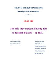 Luận văn Tìm hiểu thực trạng chất lượng dịch vụ tại quán Big café – Tp Huế