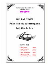 Phân tích các đặc trưng của biệt thự du lịch