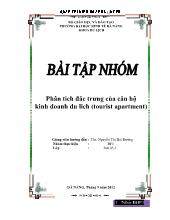 Phân tich đăc trưng của căn hộ kinh doanh du lich (tourist apartment)