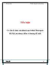 Tiểu luận Cơ cấu tổ chức của khách sạn Sofitel Metropole Hà Nội, ưu nhược điểm và hướng đề xuất