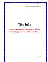 Tiểu luận Phương pháp bảo tổn sinh học trên thế giới - Sinh vật ngoại lai rùa tai đỏ ở Việt Nam