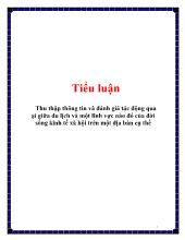Tiểu luận Thu thập thông tin và đánh giá tác động qua ại giữa du lịch và một lĩnh vực nào đó của đời sống kinh tế xã hội trên một địa bàn cụ thể