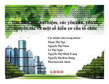 Tìm hiểu về khái niệm, các yêu cầu, yếu tố, nguyên tắc và một số kiểu cơ cấu tổ chức Tìm hiểu về khái niệm, các yêu cầu, yếu tố, nguyên tắc và một số kiểu cơ cấu tổ chức