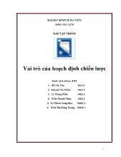 Vai trò của hoạch định chiến lược