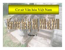 Văn hóa thế kỷ XVI, XVII và XVIII