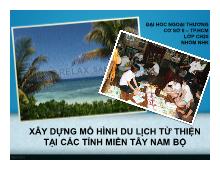 Xây dựng mô hình du lịch từ thiện tại các tỉnh miền tây Nam Bộ