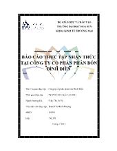 Báo cáo Thực tập nhận thức tại công ty cổ phần phân bón Bình Điền