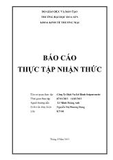 Báo cáo Thực tập nhận thức tại công ty dịch vụ lữ hành saigontourist