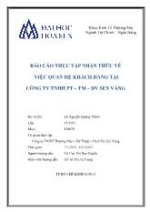 Báo cáo Thực tập nhận thức về việc quan hệ khách hàng tại công ty TNHH phát triển - Thương mại - Dịch vụ Sen Vàng
