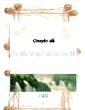 Chuyên đề Tìm hiểu về địa lí dân cư Cao Bằng