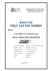 Đề tài Cải tiến và nâng cao hoạt động quan hệ công chúng (PR) cho kênh HTV3