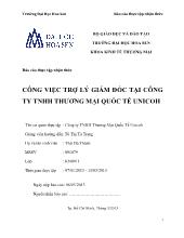 Đề tài Công việc trợ lý giám đốc tại công ty TNHH thương mại quốc tế unicoh