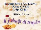 Đề tài Kỹ thuật di truyền