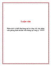 Luận văn Phân tích và thiết lập bảng mô tả công việc cho nhân viên phòng kinh doanh viễn thông tại công ty VNTT