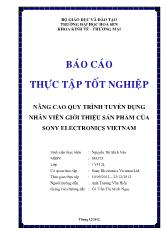 Nâng cao quy trình tuyển dụng nhân viên giới thiệu sản phẩm của sony electronisc Vietnam