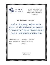 Phân tích hoạt động xuất khẩu và tình hình kinh doanh ở công ty cổ phần công nghiệp cao su miền nam (casumina)