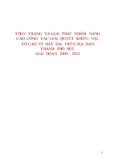 Thực trạng và giải pháp nhằm nâng cao công tác giải quyết khiếu nại, tố cáo về đất đai trên địa bàn thành phố Huế giai đoạn 2009 - 2011