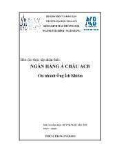 Báo cáo Thực tập nhận thức tại ngân hàng Á Châu ACB chi nhánh Ông Ích Khiêm