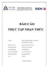 Báo cáo Thực tập nhận thức tại ngân hàng thương mại cổ phần đầu tư và phát triển chi nhánh bắc An Giang