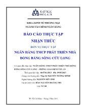 Báo cáo Thực tập nhận thức tại ngân hàng thương mại cổ phần phát triển nhà đồng bằng sông Cửu Long