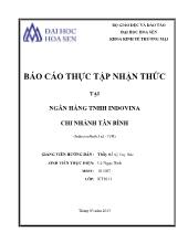 Báo cáo Thực tập nhận thức tại ngân hàng TNHH indovina chi nhánh Tân Bình